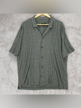Banana Republic Linen Blend Shirt Men’s XL Green Textured Short Sleeve Button Up